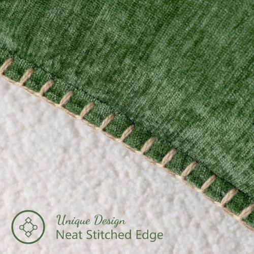 Pallene Chenille Soft Moss Green Throw Pillow Cover 18x18 Set of 2 - Image 3