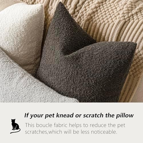 Foindtower Decorative Textured Boucle Throw Pillow Covers 20x20 Dark Brown - Image 4