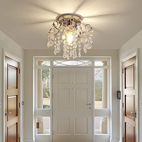 Q&S Small Crystal Chandelier, Flush Mount Ceiling Light - Image 6