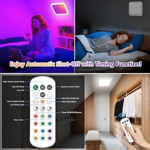 Rechargeable Motion Sensor Ceiling Light, Battery Closet Light 12 RGB Color - Image 5