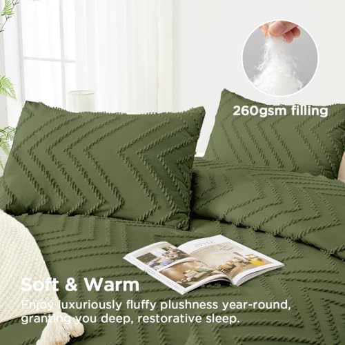 Andency Dark Olive Green Comforter Set Full Size, 3 Pieces Soft Bedding Set - Image 3