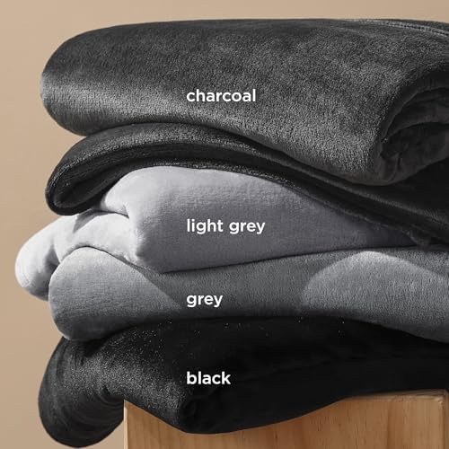 Bedsure GentleSoft Fleece Blankets King Size Dark Grey - Image 4