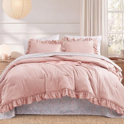 BLOOMHAVEN Queen Comforter Set-7 Pieces Ruffle Bedding by BLOOMHAVEN
