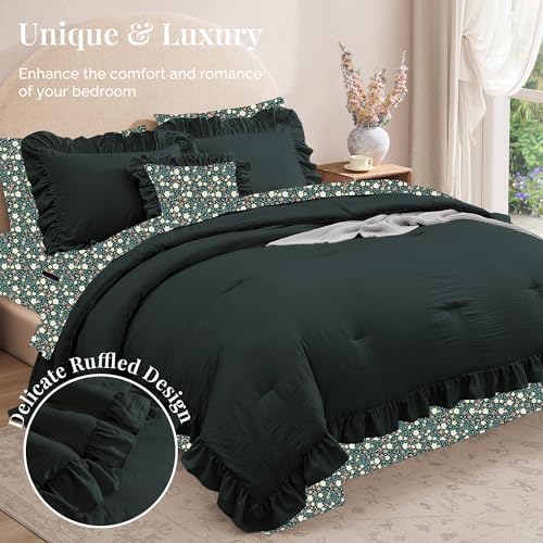BLOOMHAVEN Oversized Queen Comforter Set-7 Pieces Ruffle Bedding - Image 2