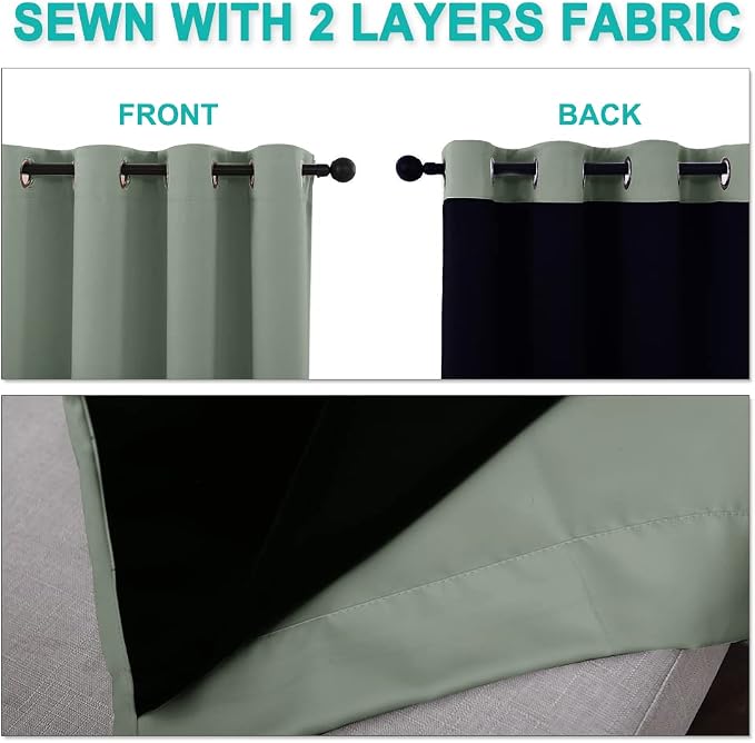 NICETOWN Full Shading Curtains 96 inches Long 2 Panels Set - Image 5