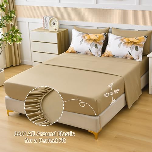 Yellow King Size Comforter Set, 7 Piece Floral Bed in a Bag - Image 5