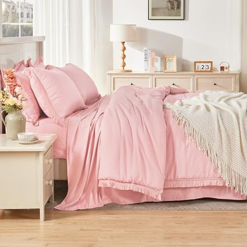 Andency King Comforter Set, 7 Pieces Light Pink Bedding - Image 5