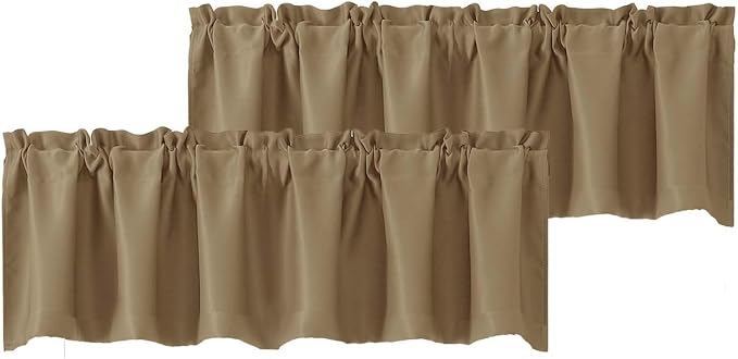Chyhomenyc Taupe Valances for Window, Room Darkening Short Curtains for Kitchen by Chyhomenyc