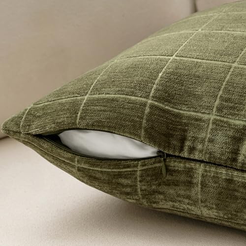 MIULEE Christmas Olive Green Plaid Decorative Throw Pillow Covers - Image 7