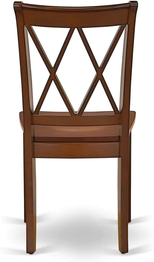 East West Furniture MZCL5-MAH-W 5 Piece Dining Room Table Set Includes a Rectangle Dining Table with Dropleaf and 4 Wood Seat Chairs, 36x54 Inch, Mahogany