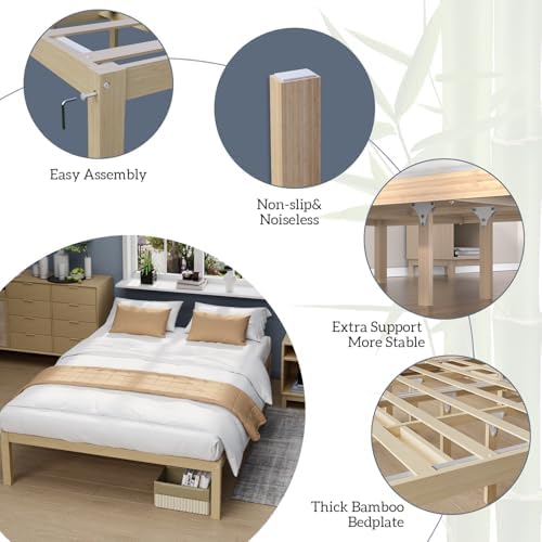 Bamboo Bed Frame Classic 12-Inch Solid Platform Bed - Image 6