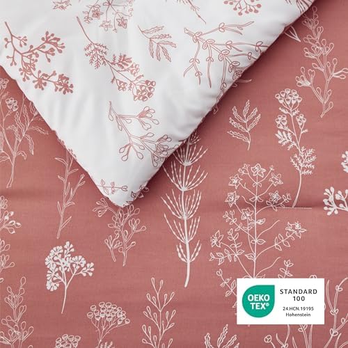 Bedsure Floral Comforter Set Cute Bedding Set Queen Reversible Pink Clay - Image 5