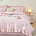 5 Pcs Pink Gingham Ruffled Comforter Set Twin by RYNGHIPY