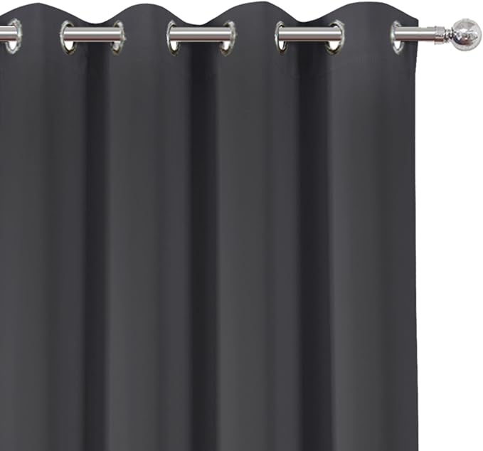 LEMOMO Blackout Curtains 52 x 90 inches Long Dark Grey Curtains Set of 2 Panels - Image 6
