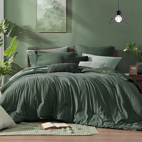 Monbix Full Size Comforter Set Deep Forest 7 Pieces Bed in a Bag by Monbix