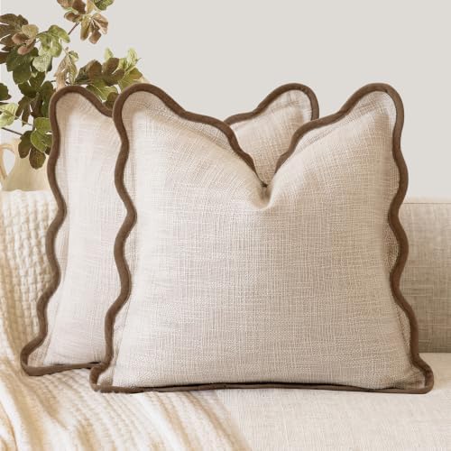 Foindtower Pack of 2 Decorative Scalloped Textured Throw Pillow Covers Accent by Foindtower