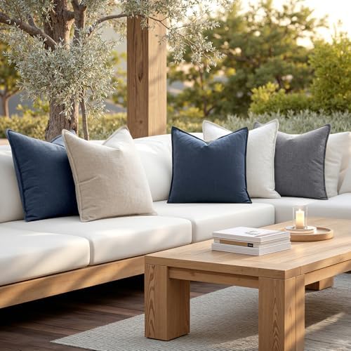 MIULEE Decorative Linen Pillow Covers 18x18 Inch Indigo Blue - Image 6