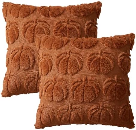 MIULEE Fall Pillow Covers Pumpkin Fall Decor 26x26 Dark Rust - Image 7