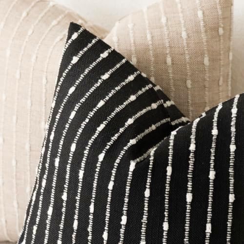 Foindtower Decorative Striped Boucle Throw Pillow Covers 20x20 Inch Black - Image 4