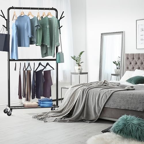 Simple Houseware Double Rod Clothes Rack - Image 2