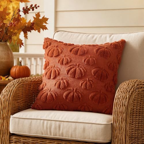 MIULEE Fall Decor Pillow Covers 18x18 Set of 2 Pumpkin Caramel - Image 5