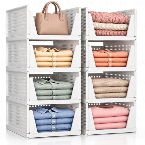 Upgraded 8 Pack Closet Organizers and Storage, Stackable Closet Bins by SNSLXH