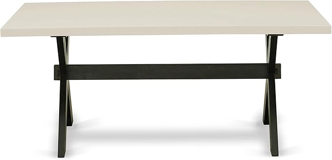 East West Furniture X627AB624-7 7 Piece Dining Room Furniture Set Consist of a Rectangle Dining Table with X-Legs and 6 Black Color Linen Fabric Upholstered Chairs, 40x72 Inch, Multi-Color