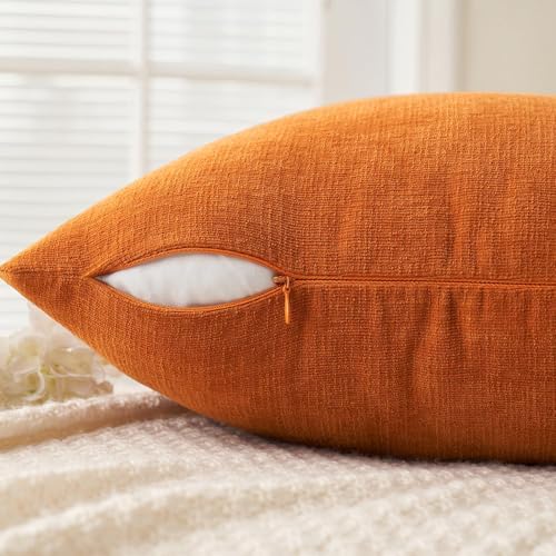 MIULEE Fall Orange Chenille Couch Throw Pillow Covers - Image 3