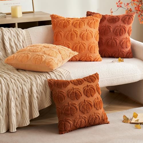 MIULEE Fall Pillow Covers Pumpkin Fall Decor 26x26 Dark Rust - Image 5