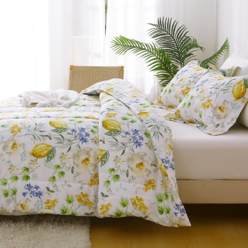 Mooreeke Floral King Size Comforter Sets, Lemon Blossoms Patterned Bed in a Bag - Image 5