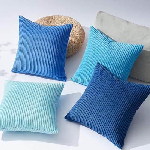 Topfinel Blue Decorative Throw Pillow Covers 16x16 Inch Set of 4, Soft Accent - Image 4