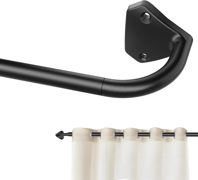 GXOACKJ Black Curtain Rods for Windows 66 to 120 inch, 5/8 inch Adjustable Wrap by GXOACKJ
