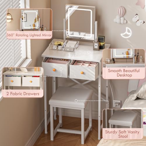 19.7"W Small White Makeup Vanity Desk - Image 2