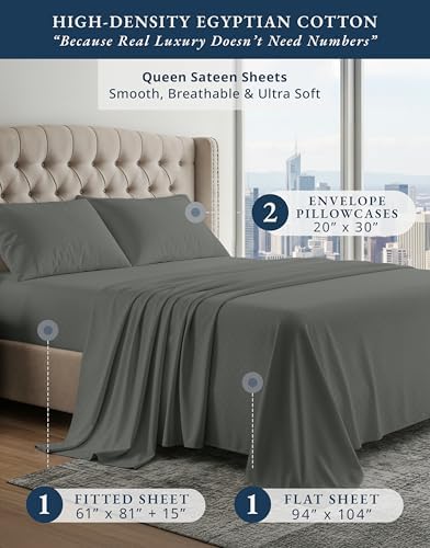 LANE LINEN Bed Sheets Queen Size Sateen Weave - Image 2