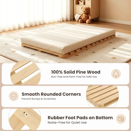 LILYPELLE Floor Bed Frame Crib, Foldable Tatami Bed Frame Futon Frame - Image 3