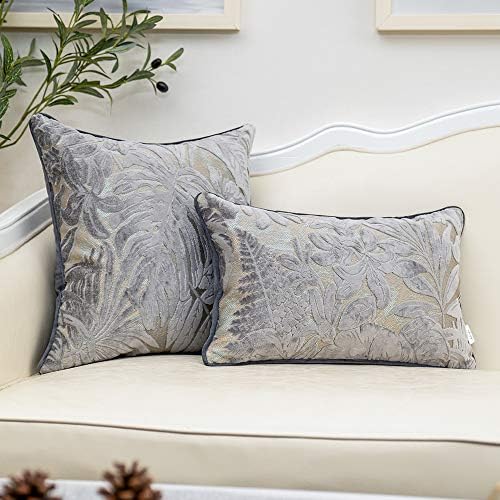 Alerfa 12 x 20 Inch Gray Silver Rectangle Maple Leaf Pillow Embroidery Cut - Image 4