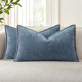 decorUhome Soft Chenille Throw Pillow Covers 12x20 Set of 2 Haze Blue by decorUhome