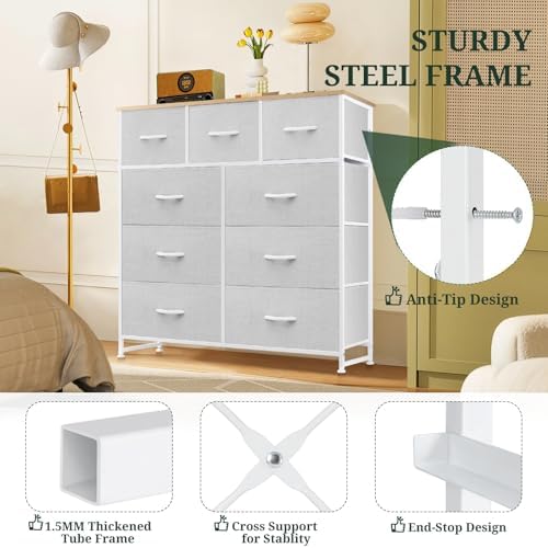 9-Drawer Dresser for Bedroom, Anti-Tip Tall Storage Organizer - Image 4