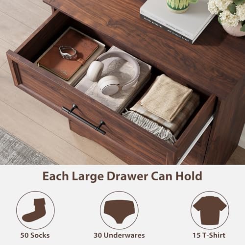 YANSNWO Walnut 4 Drawer Dresser - Image 5