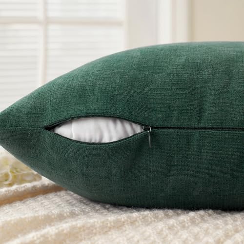 MIULEE Christmas Dark Green Chenille Couch Euro Throw Pillow Covers - Image 5