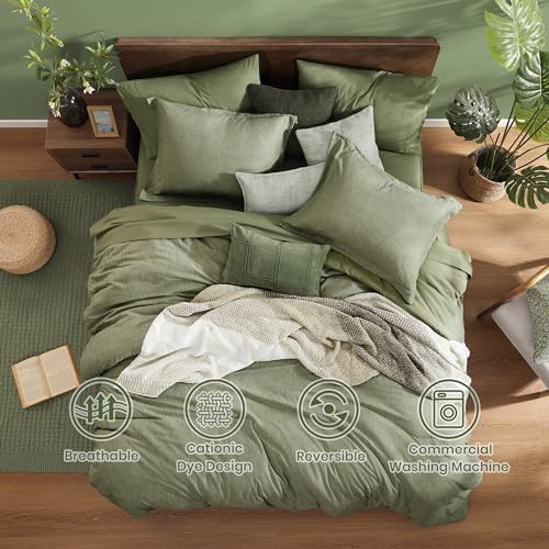 Monbix Oversized Queen Comforter Set Sage Green 7 Pieces Bed in a Bag - Image 2