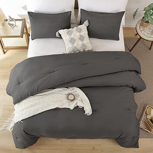 ROSGONIA Comforter Full Size for Girls Boys Teens Charcoal Grey - Image 5