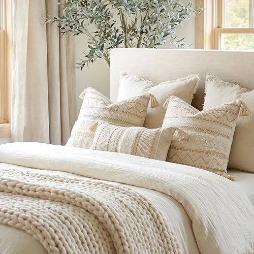 BlissBlush 12x20 Lumbar Pillow Cover, Cream Neutral Beige Rectangular - Image 7