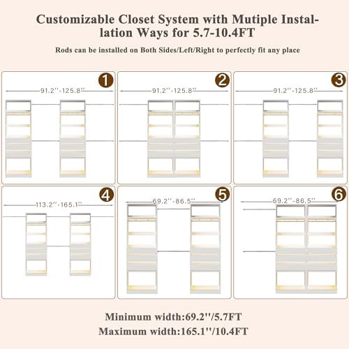 Closet System, 5.7-10.4FT Closet Organizer System - Image 4