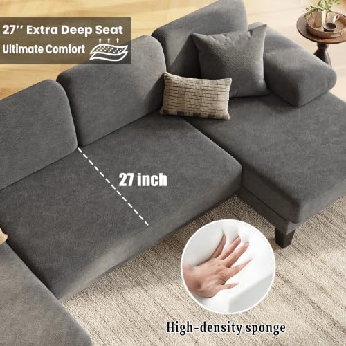 112'' U Shaped Sectional Couch, Sleeper Sofa - Image 4