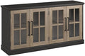 Bush Furniture Westbrook 60W TV Stand for 75 Inch TV in Vintage Black/Restored Tan Hickory | Living Room Entertainment Center with Storage