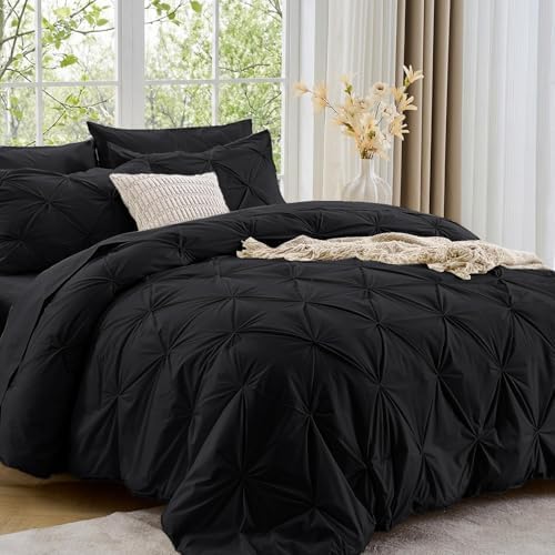 Sasttie Twin Comforter Set, 5-Piece Bed in a Bag, Pintuck Bedding Sets by SASTTIE