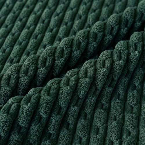 Set of 4 Dark Green Decorative Throw Pillow Covers 24x24 Inch Corduroy Pillow - Image 3