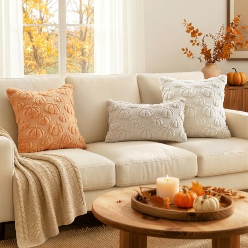 MIULEE Fall Decor Pillow Covers 20x20 Set of 2 Pumpkin Light Orang - Image 3