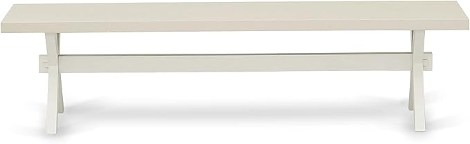 East West Furniture X027EL207-6 6 Piece Dining Set Contains a Rectangle Dining Room Table with X-Legs and 4 Gray Linen Fabric Parson Chairs with a Bench, 40x72 Inch, Multi-Color